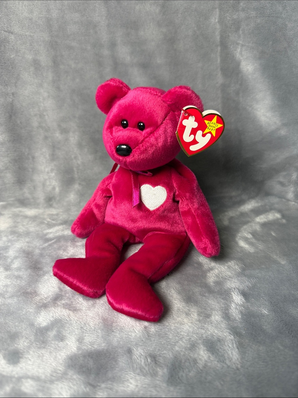 Ty Hot Pink Valentine Heart Plush Bear